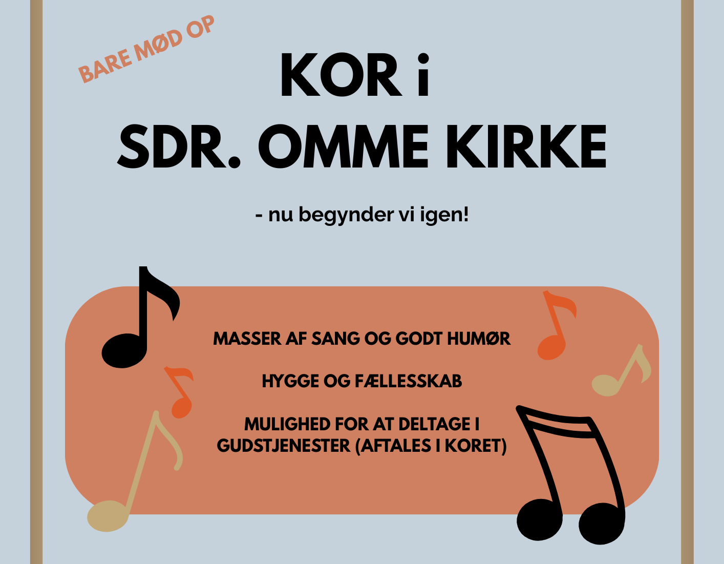Plakat med noder og tekst om kor